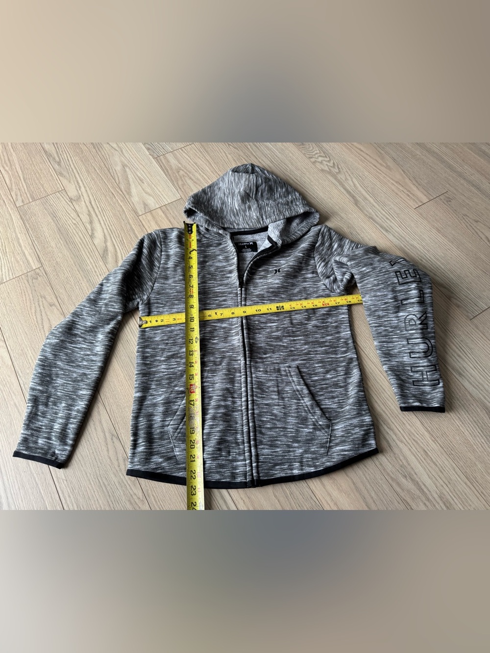 Hurley Kids Gray Heathered Zip Up Hoodie Fleece Jacket